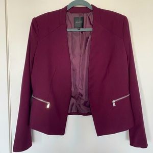 Open-front blazer with zipper detail